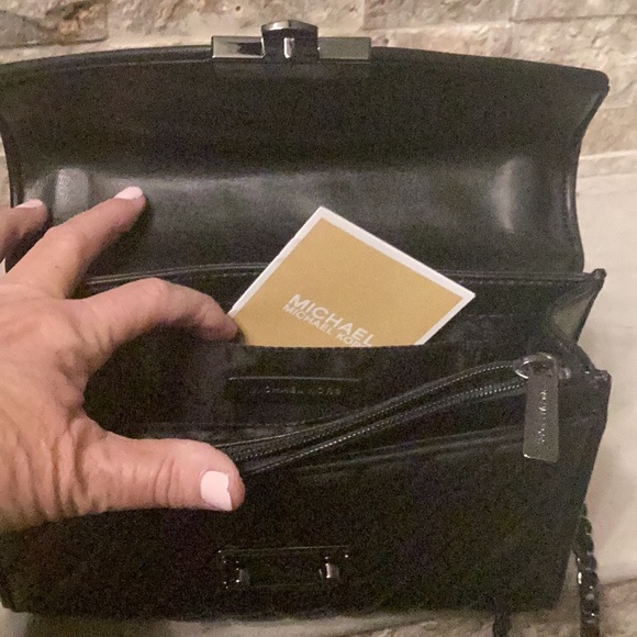 Michael Kors Rose Black Flap Purse - Picture 8 of 10